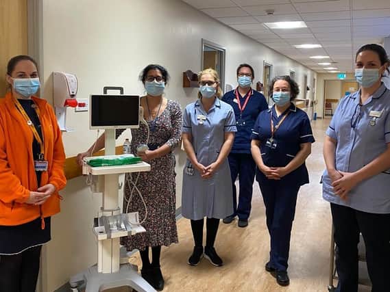 New maternity scanner - Harrogate Hospital staff with Yvonne Campbell from Harrogate Hospital & Community Charity and hospital consultant Allison Amin.
