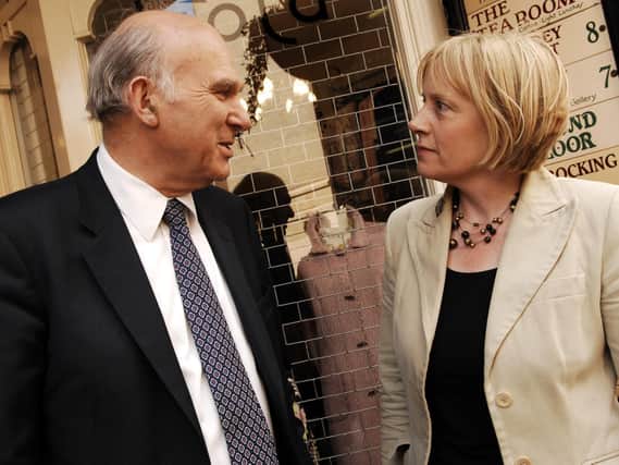 On the campaign trail in Harrogate - The late Claire Kelly pictured during the 2010  General Election with Vince Cable, who was leader of the Liberal Democrats from 2017 to 2019.