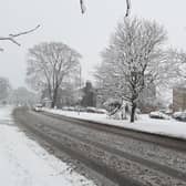 Snow hits Harrogate - Devonshire Place on Skipton Road today.