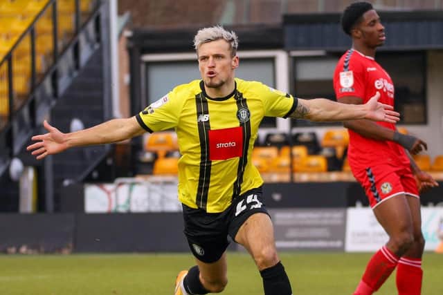 Harrogate Town's previous home outing ended in a 2-1 success over Newport County courtesy of goals from Josh March, pictured, and Aaron Martin.