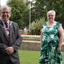 Harrogate District Chamber of Commerce president Martin Gerrard who has praised retiring chief executive Sandra Doherty.