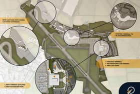 One of the information boards showing the plans for Leeds Bradford airport..