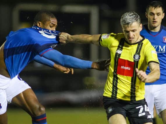 Josh March in action during Harrogate Town's 1-0 home win over Carlisle United. Pictures: Matt Kirkham