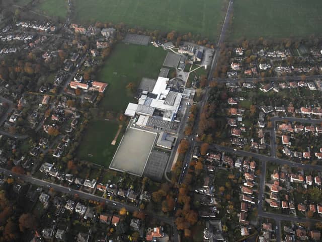 Oatlands Drive in Harrogate seen from the air with St Aidan's School in the middle. The county council is proposing to enhance facilities for cyclists and pedestrians on the route as part of its Active Travel Fund cycle paths programme,