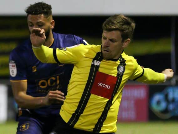 Lloyd Kerry was introduced as a 63rd-minute substitute as Harrogate Town beat Mansfield Town 1-0 at Wetherby Road. Pictures: Matt Kirkham