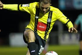 Aaron Martin netted the only goal of the game as Harrogate Town edged out Mansfield Town on Tuesday evening. Pictures: Matt Kirkham