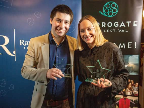 Flashback - Harrogate Film Festival founder Adam Chandler with one of the winning filmmakers from a previous year of the event's popular international filmmakers competition.