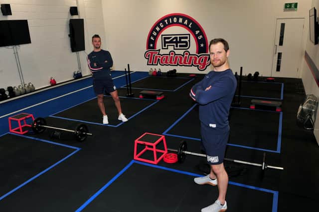 Pictured from left Matt Goodall and Andy Preston of F45 Training, Harrogate
Picture Gerard Binks