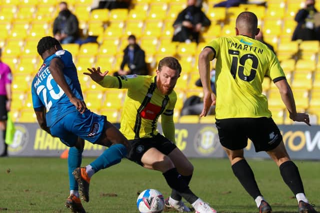 George Thomson in action during Saturday's 1-0 win over the Mariners.