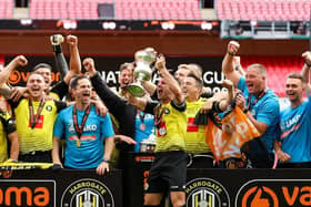 Harrogate Town won the 2019/20 National League play-off final at an empty Wembley Stadium. Pictures: Matt Kirkham