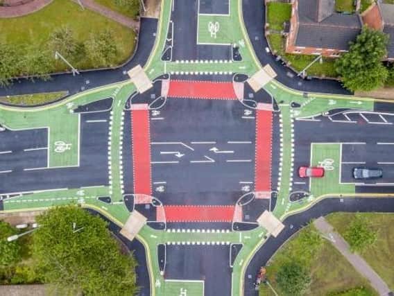 From above: The UK's first CYCLOPS junction in Manchester. Photo: Manchester City Council.