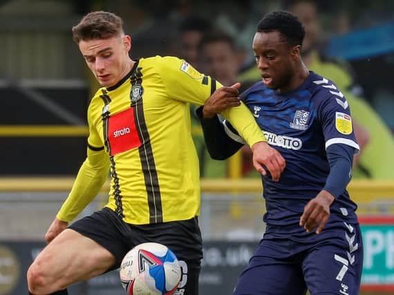 Simon Power limped off injured during the first half of Harrogate Town's League Two defeat to Southend United. Picture: Matt Kirkham