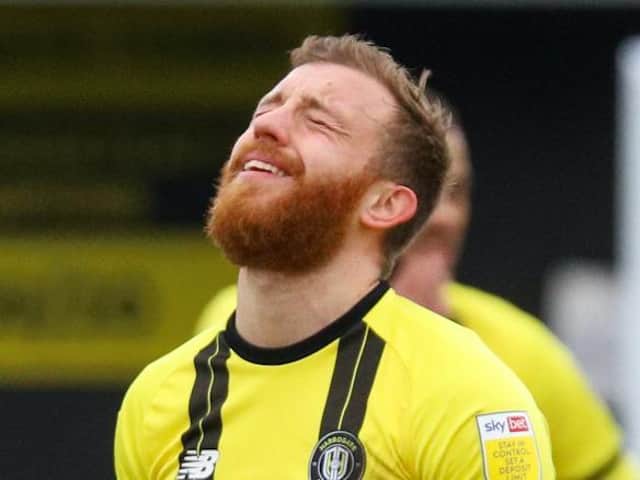 George Thomson couldn't hide his frustration during Harrogate Town's home defeat to struggling Southend United. Pictures: Matt Kirkham