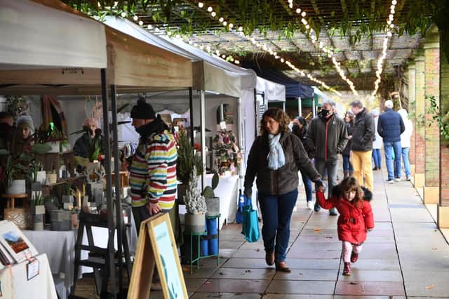 Putting the Sun Colonnade to good use - Visitors to last month's Little Bird Artisan Market at the Valley Gardens in Harrogate. (Picture Gerard Binks)