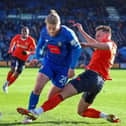 Luke Armstrong in action for Harrogate Town during Sunday's FA Cup third round loss at Luton Town. Picture: Matt Kirkham