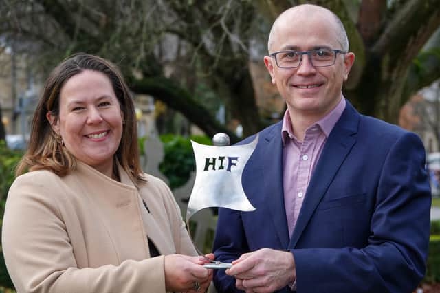 Harrogate Family Law has become a Premier Partner of Harrogate International Festivals. Pictured: HIF's chief executive Sharon Canavar with HFL's Andrew Meehan.