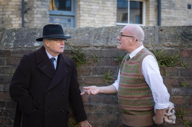 Mike Harris as a policeman and Clive Kirkham as John Christie in 10 Rillington Place which is based on the true story of serial killer Christie