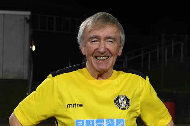 Harrogate Town's walking footballer Lawrie Coulthard, 75, who has played in midfield at international level.