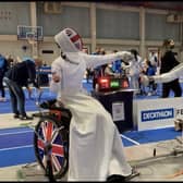 Wheelchair fencer and Harrogate College student Emily Holder in action.