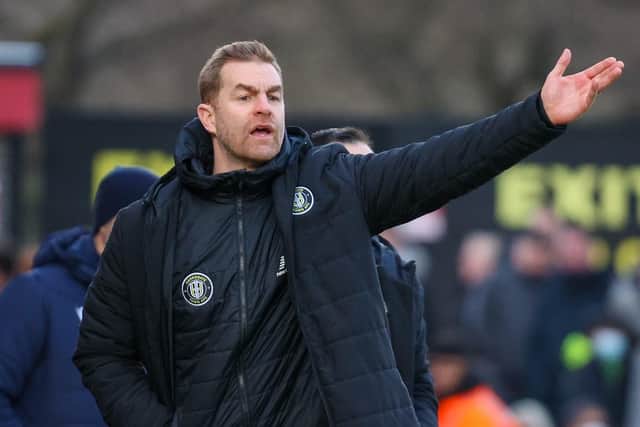 Sulphurites boss Simon Weaver watches on from the sidelines at Broadhall Way.