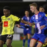 Huddersfield Town's Brahima Diarra in action during his Harrogate Town debut against Carlisle United. Pictures: Matt Kirkham