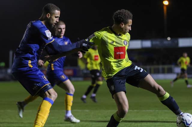 On-loan Wolverhampton Wanderers defender Lewis Richards picked up a muscle injury during the early stages of Harrogate Town's League Two stalemate with Mansfield Town. Pictures: Matt Kirkham