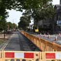 Working on the new cycle path on Otley Road.
Picture Gerard Binks