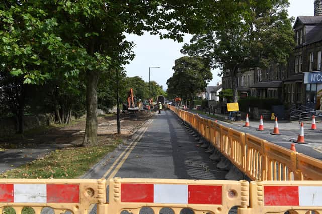 Working on the new cycle path on Otley Road.
Picture Gerard Binks
