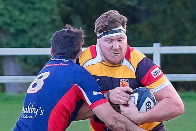 Declan Thompson scored two tries in quick succession during Harrogate RUFC's defeat at Hull Ionians. Picture: Richard Bown