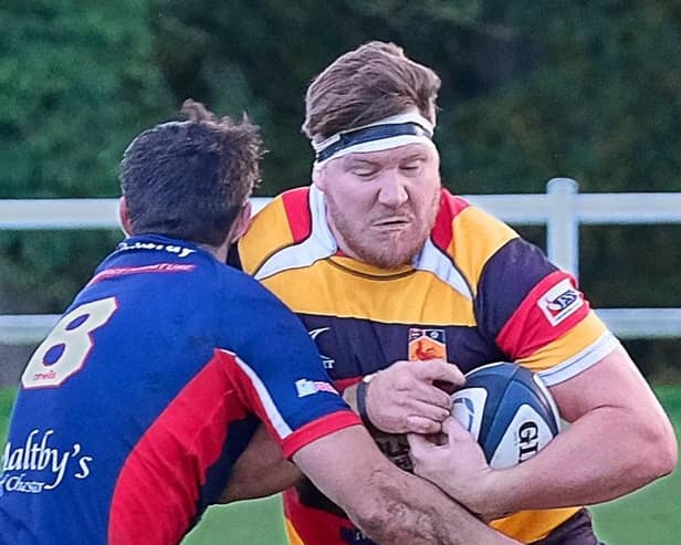 Declan Thompson scored two tries in quick succession during Harrogate RUFC's defeat at Hull Ionians. Picture: Richard Bown