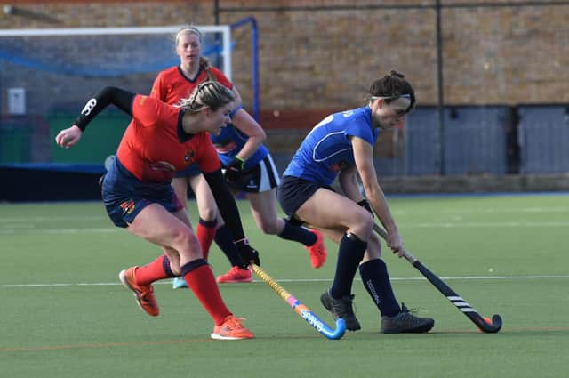 Harrogate Hockey Club Ladies 1st XI captain Lucy Wood scored the second goal in Saturday's 2-0 success over Sheffield Hallam. Pictures: Gerard Binks