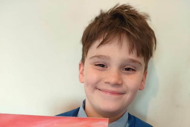 Thomas, who attends Pannal Primary School, has taken first prize in an art competition to create a design on the theme of 'hope'