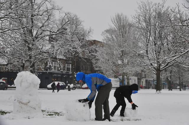 2nd February 2021
Harrogate snow pictures.
Pictured making snowmen on The Stray.
Picture Gerard Binks