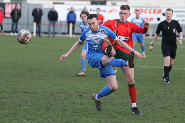 Marcus Day bagged a brace as Harrogate Railway eased to a 4-1 success over Armthorpe Welfare. Picture: Craig Dinsdale