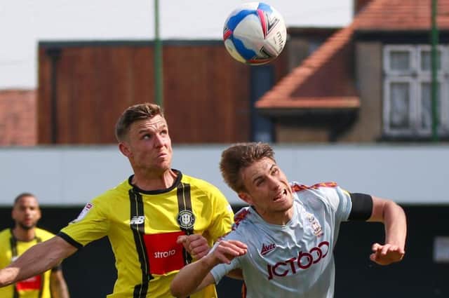 Jack Muldoon netted the opening goal of the game as Harrogate Town beat Bradford City 2-1 at Wetherby Road last season. Pictures: Matt Kirkham