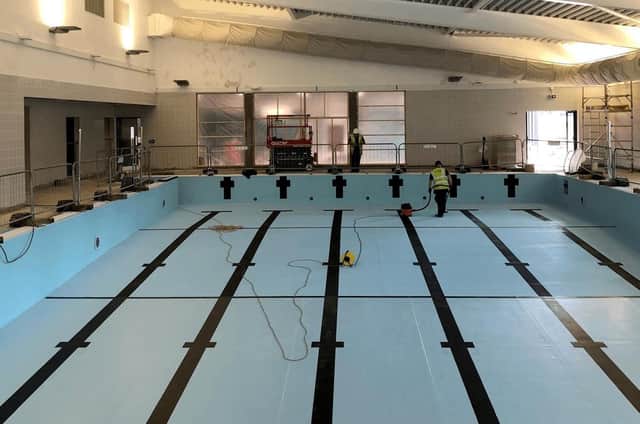 This is the inside of Ripon's new swimming pool.