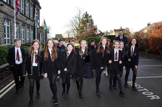 Walk to School Day - Pupils from Harrogate Grammar School which was the Zero Hero secondary school winner, with 90% participation in the non-car event.