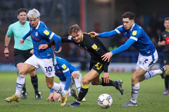 Harrogate Town's on-loan Sunderland winger Jack Diamond was a constant thorn in Rochdale's side. Pictures: Matt Kirkham