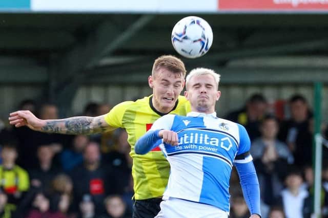 Harrogate Town defender Will Smith in action against Bristol Rovers. Pictures: Matt Kirkham