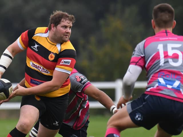 Steve Maycock in action for Harrogate RUFC during their 46-22 home defeat to Stourbridge earlier this season. Picture: Gerard Binks