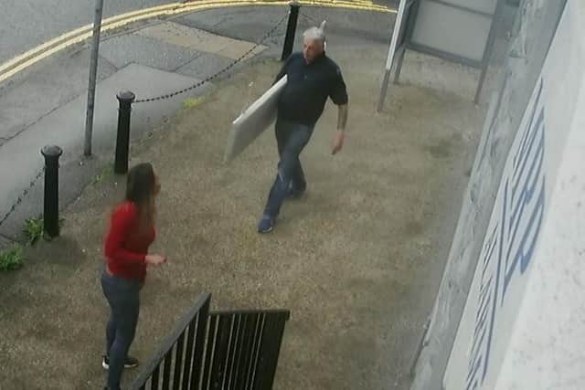 De Souza and Derby are pictured on CCTV clearing out the flat in Bower Rd, Harrogate.