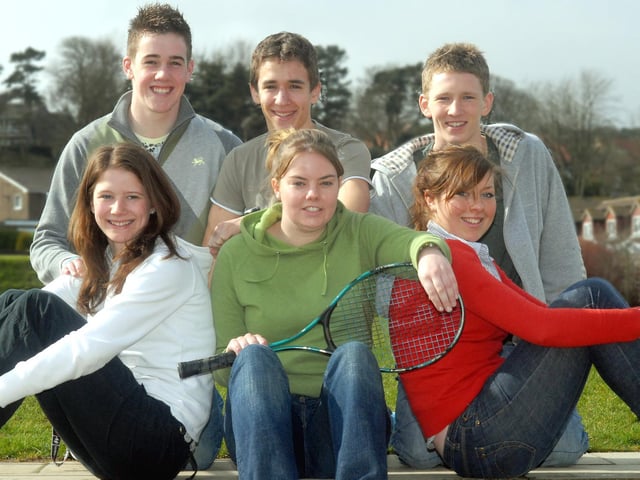 Scarborough 6th Form students get ready for their sports finals. Back row, Joe Stather, James Kraft and Laurence Mills. Front, Rachel Kitchen, Emma Bannister and Alex Wheatman.
