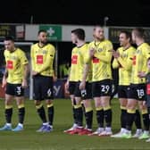 Harrogate Town's players line-up ahead of Tuesday's 1-1 League Two draw with Port Vale. Picture: Matthew Appleby
