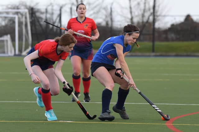 Harrogate Hockey Club Ladies 1st XI captain Lucy Wood scored her side's final goal in Saturday's demolition of local rivals Ben Rhydding. Picture: Gerard Binks