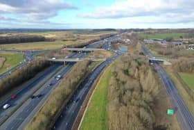 Photo: An aerial view of junction 47 of the A1(M).
