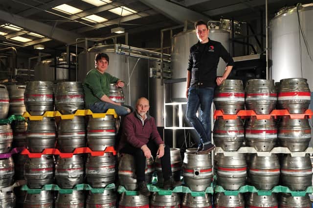 Family-owned Rooster's Co brewery in Harrogate - From left, head brewer Oliver, director Ian and commercial director Tom Fozard in their state of the art brewery.