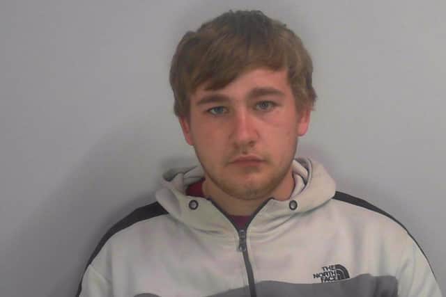 Chaz England, Bailey Townend, Nathan Lofthouse (pictured) and Ainsley West have been jailed for a combined total of 12 years following a prolific thieving spree