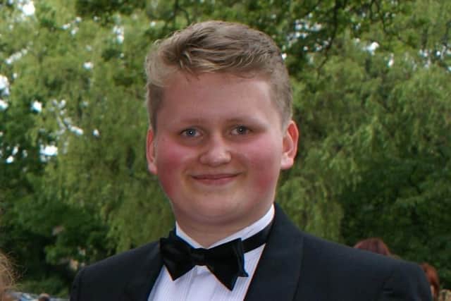 Sam Gibson at his Rossett School prom aged 16
