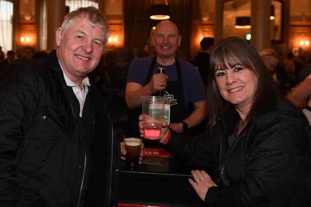 Howard, Andy and Venessa Partridge enjoying the drinks on offer at the festival