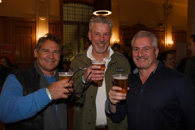 Simon Blayney, Jez Willard and Stephen Fieldhouse enjoying the choice of beverages on offer at the festival